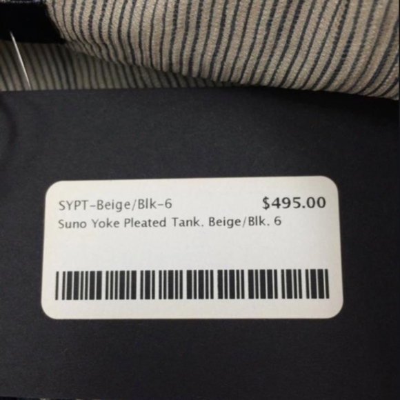 SUNO Yoke Pleated Striped Tank Blouse - Picture 5 of 6